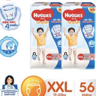 combo 2 gói tã quần huggies xxl56 mẫu mới đệm mây 4 chiều