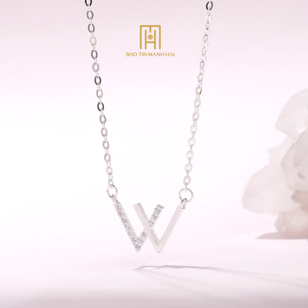 Dây chuyền Bạc ta hình chữ W phong cách Hàn Quốc DB06 Bảo Tín Mạnh Hải