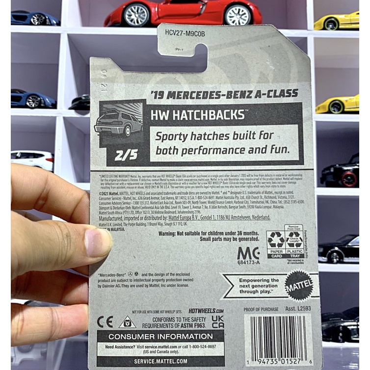 Xe mô hình Hot Wheels 19 MERCEDES-BENZ A-CLASS - Blue - tỉ lệ 1:64 card nhăn