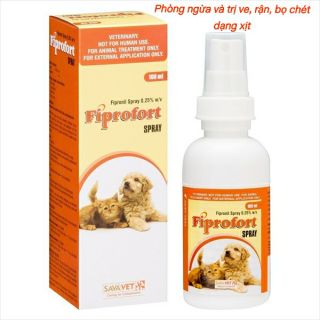 Chai xịt Fiprofort 100ml diệt ve,rận,bọ chét chó mèo