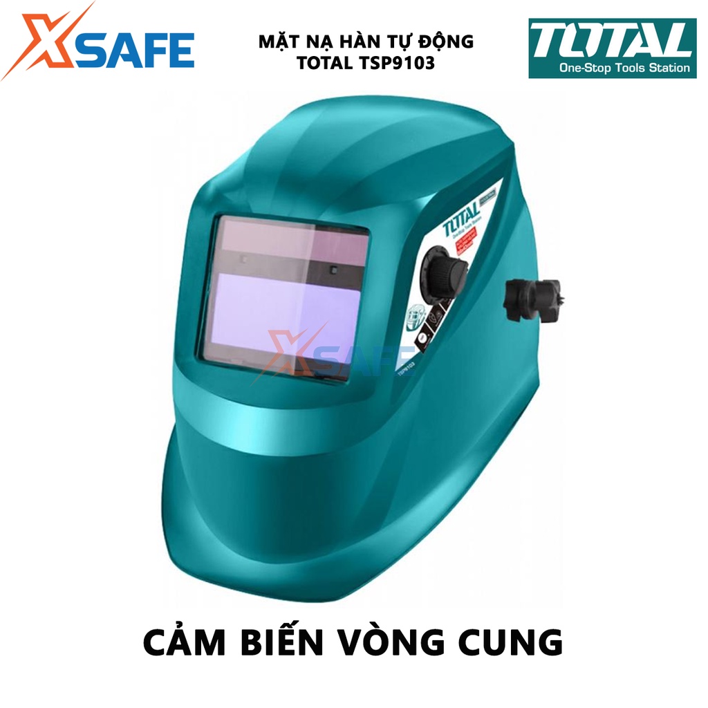 Mặt nạ hàn điện tử TOTAL TSP9103 Mặt nạ hàn tự động Vùng quan sát 98x43mm, bảo vệ khỏi tia sáng, tia lửa có hại