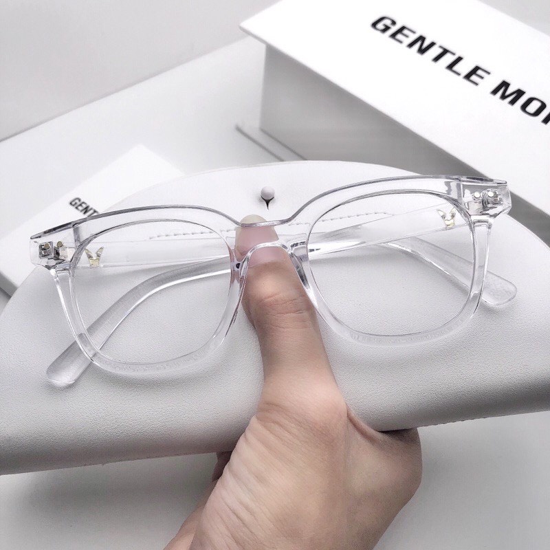 Mắt kính nữ nam giả cận không độ râm mát thời trang phong cách Ulzzang gọng kính cận chữ V Hottrend 050