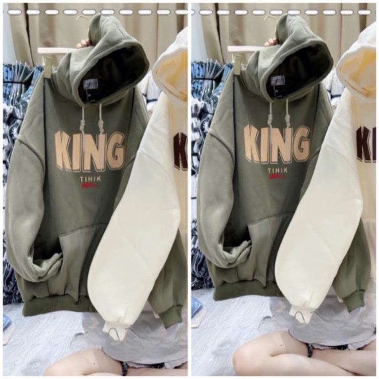 Áo Nỉ Mũ Hoodies King From To Đại Dáng Unisex Mũ 2 Lớp Tay Bồng( Hàng Sẵn)