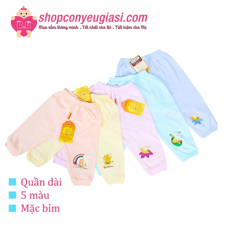 Quần Dài Màu Mặc Bỉm Sơ Sinh Babiboo  In Ép Nhiệt - 100% Cotton