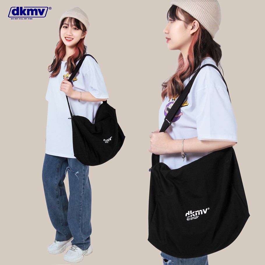 Túi đeo chéo canvas cỡ lớn DKMV màu đen - Túi đeo chéo unisex Over Bag