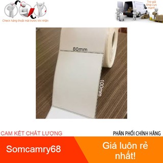 Decal nhiệt in mã vạch, tem nhãn khổ 80x100mm, cuộn 50m