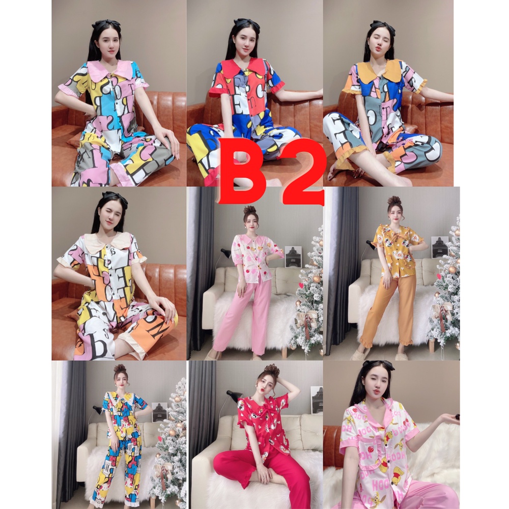 Bộ pijama tay ngắn quần dài trẻ trung chất mát - TONGKHO789 | BigBuy360 - bigbuy360.vn