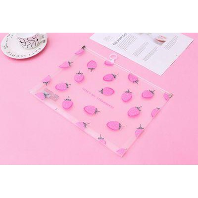 Hộp bút quả dâu dẹt size A4 Hb223 hộp bút cute hộp bút dễ thương