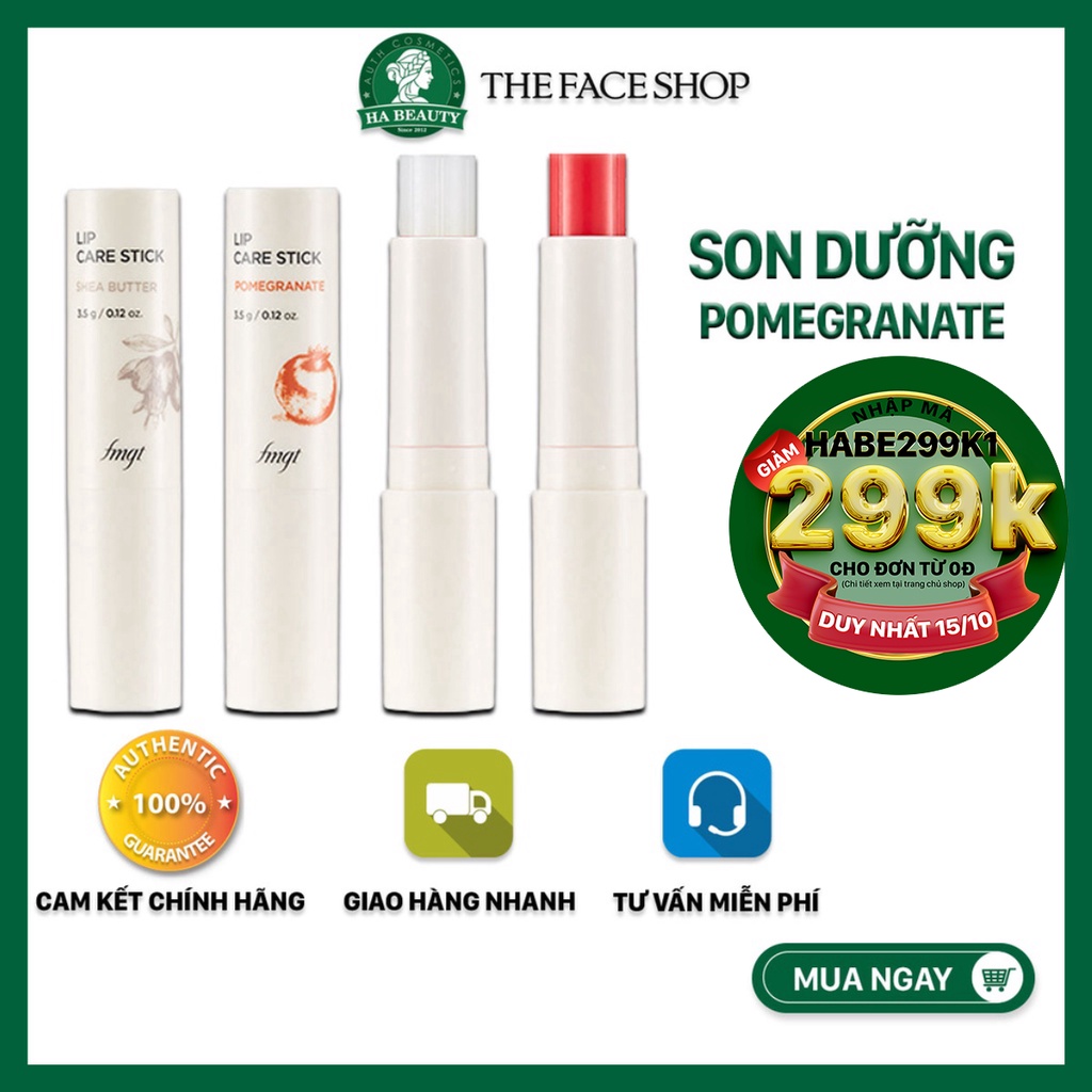 Son dưỡng môi dạng thỏi có màu dưỡng ẩm môi mềm mịn căng mướt The Face Shop fmgt Lip Care Stick 3.5g