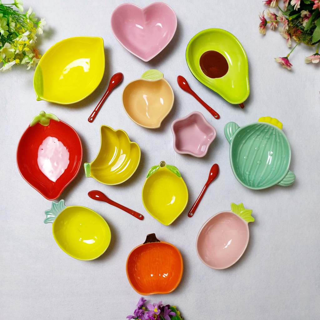 [TẶNG THÌA ĂN DẶM] Bát ăn dặm gốm sứ cao cấp kiểu nhật nhiều hình dáng màu sắc đa dạng dành cho bé