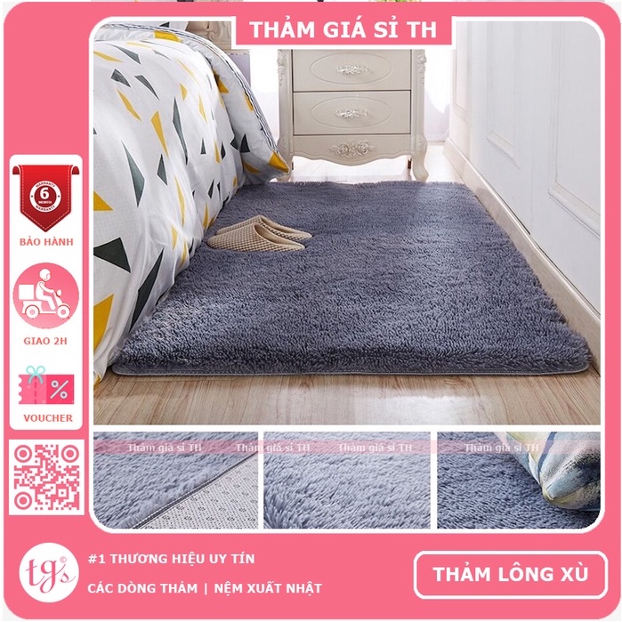 Thảm Lông Trải Sàn Phòng Ngủ Lông Xù Xám Bạc 160x200