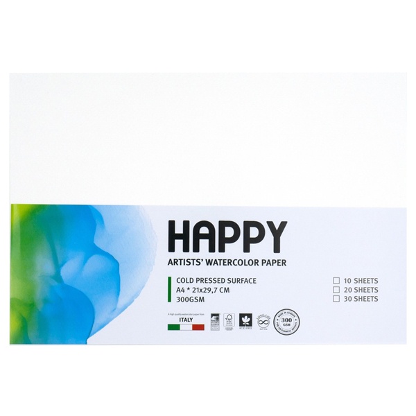 Giấy Happy Watercolor 300 GSM A4 10S HA300A4 (10 Tờ)