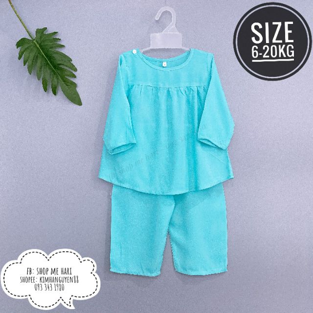 Bộ tole/lanh dài tay màu size 6-20kg ( còn nhiều màu )