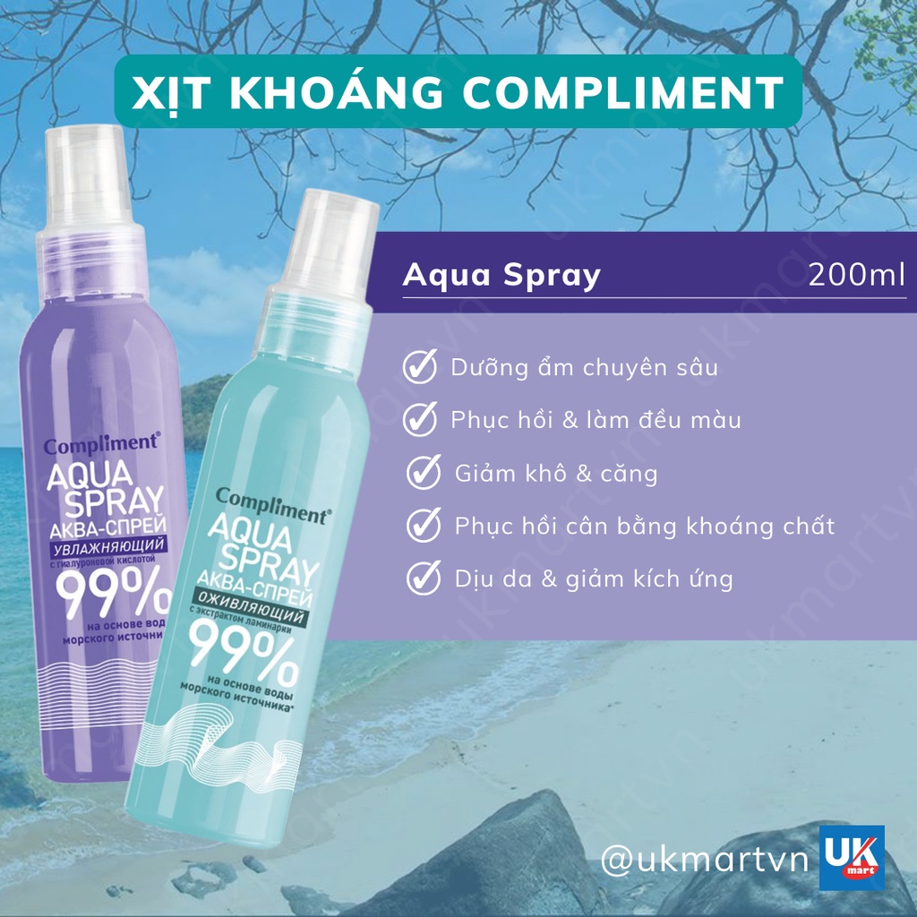 Xịt khoáng Compliment Aqua Spray 99% 200ml