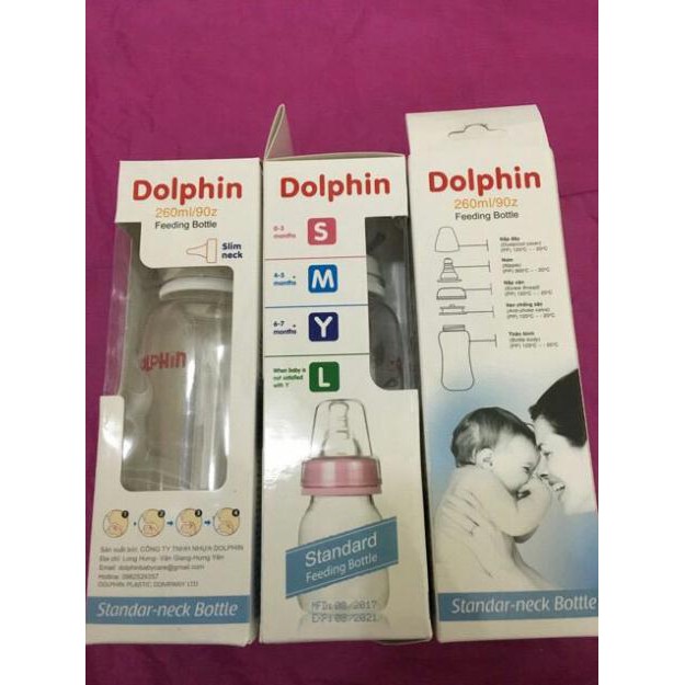 Bình sữa streamline Dolphin 80/150/260mlcó van chống sặc