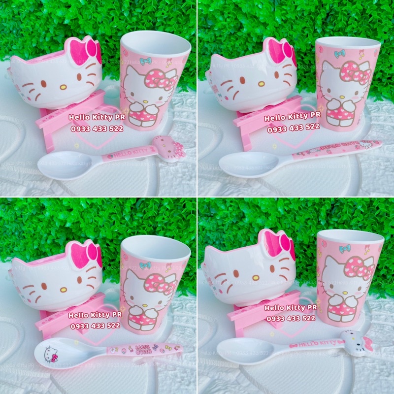 Combo chén ly muỗng Hello Kitty