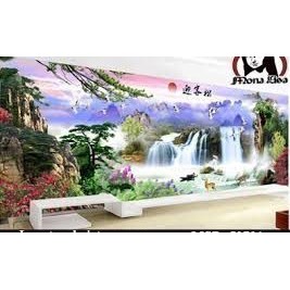 [ SALE] Tranh thêu phong cảnh đẹp kt 150x57cm