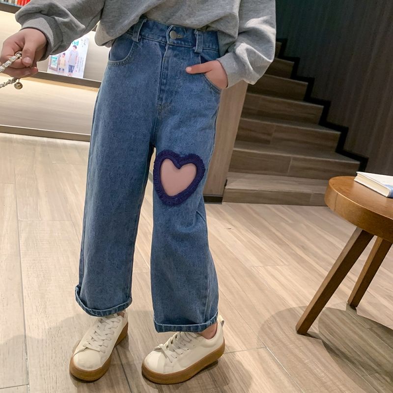Mới Quần Jeans Lưng Cao Dáng Rộng Phong Cách Thời Trang 2022 Dành Cho Bé Gái