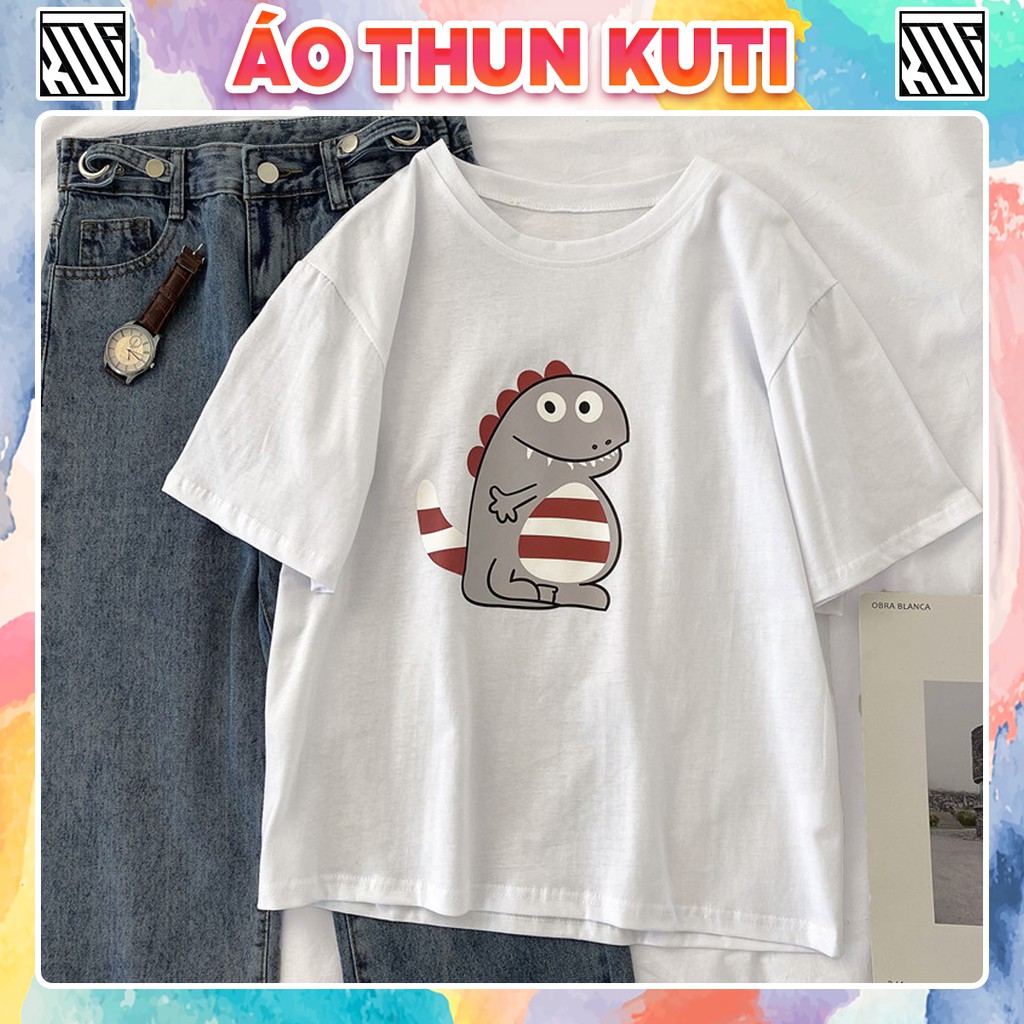 Áo Thun Tay Lỡ Khủng Long Unisex Kuti Basic Tee Phông Trơn Nam Nữ Form Rộng Oversize 6 Màu Phong Cách Ulzzang Hàn Quốc