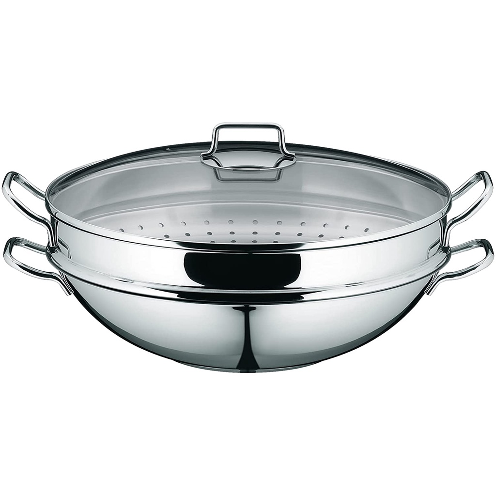 Chảo hấp WMF Wok Macao 36cm vung kính [nhập Đức chính hãng]