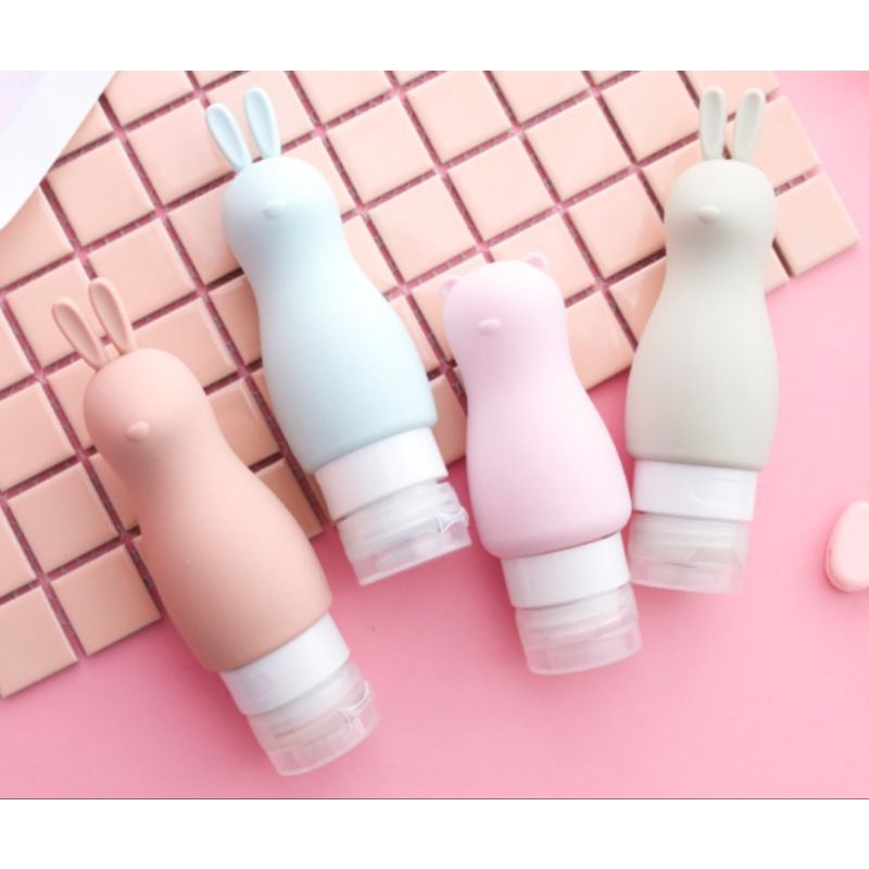 Chai chiết mỹ phẩm silicone 90ml hình thỏ và gấu, chiết dầu gội sữa tắm du lịch