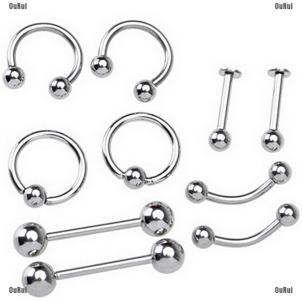 Bộ Khuyên Lưỡi Bằng Thép Không Gỉ Cá Tính Thời Trang