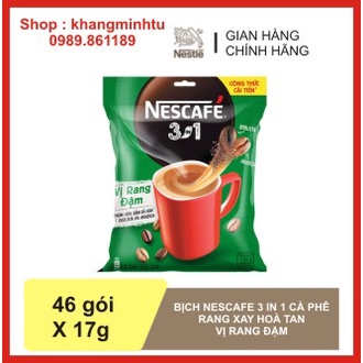 Cà phê rang xay hoà tan Nescafe 3in1 bịch 736g  màu xanh Nestle