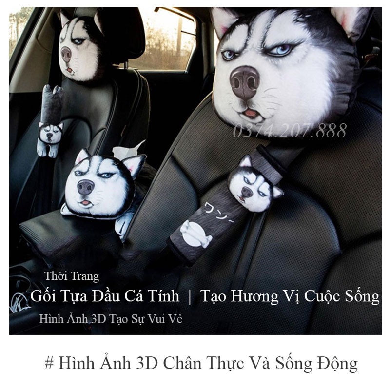 Gối Tựa Đầu Ô Tô, GỐI TỰA 3D XDOLLS Hình Chó Mèo Loại To Cho Xe Hơi Ô Tô COCA.T