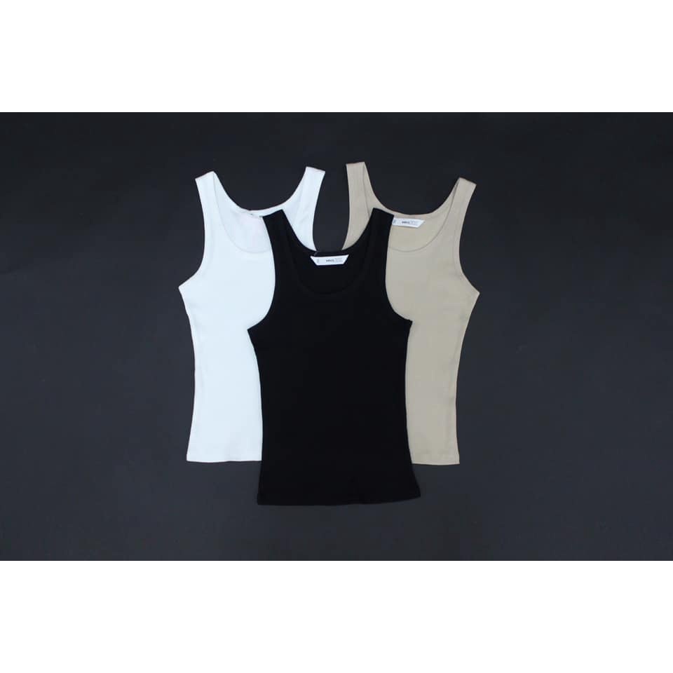 Q8709 - 	Áo thun gân ba lỗ Mango, trơn