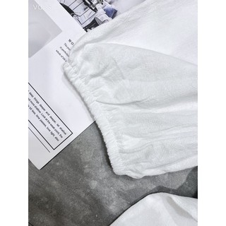 Áo peplum trắng viền ren
