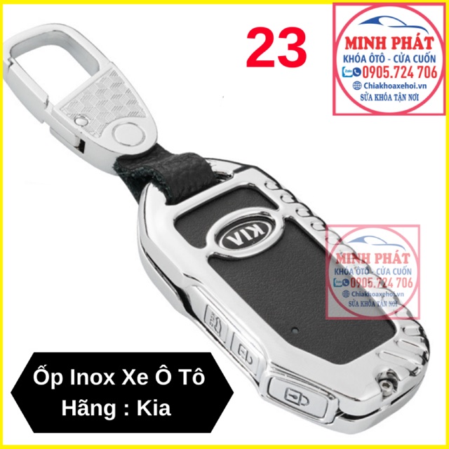 Bao Da Ốp Inox Chìa Khoá xe Ô Tô Xe Kia Cerato, Sportage, Ceed, Sorento, Forte 2018 2019