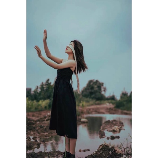 Đầm ống xòe nhún ngực