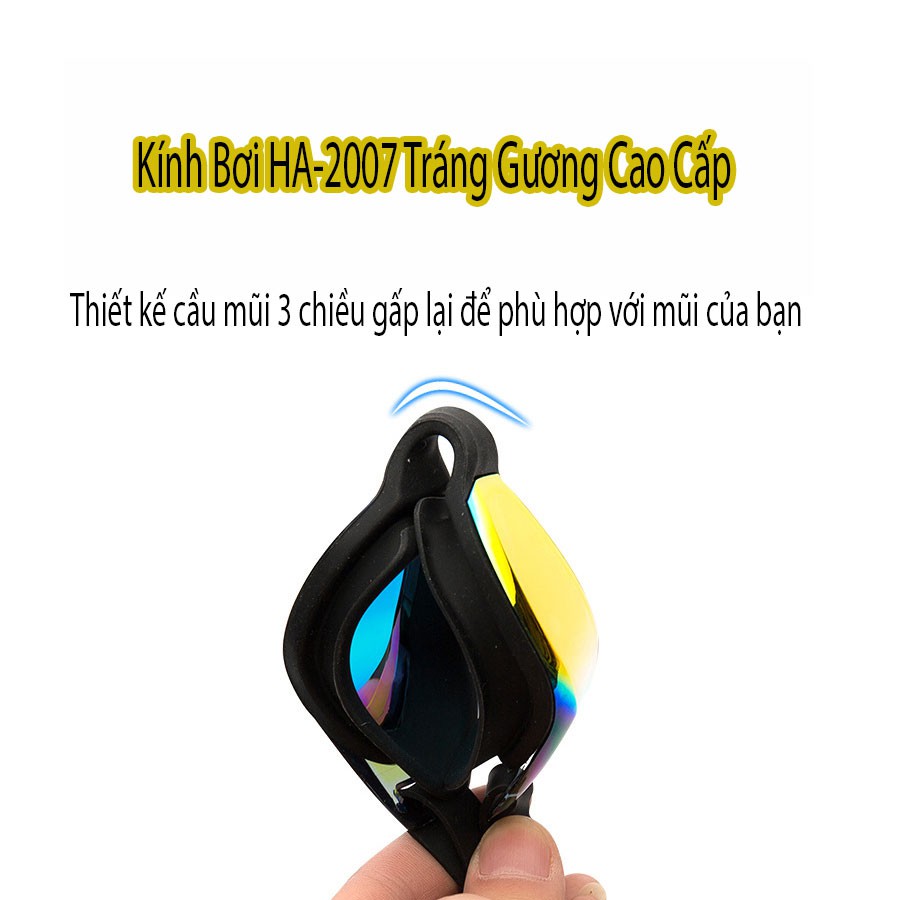 [RẺ VÔ ĐỊCH] Kính Bơi Dành Cho Người Lớn HA-2007 Tráng Gương, Kèm Bịt Tai Cao Cấp