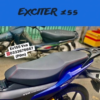 Yên Exciter 155 VVA 2 tầng gọt góc cạnh kèm da xịn 4 chiều may phối chỉ Đỏ ( Mút với Da )