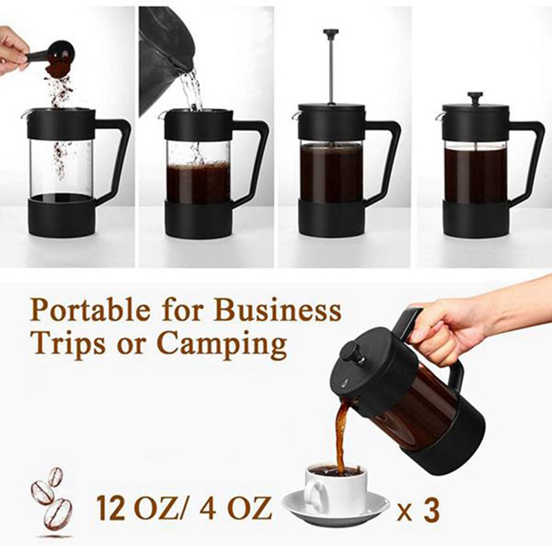 French Press Coffee &amp; Tea Maker, Borosilicate Glass Coffee Press
