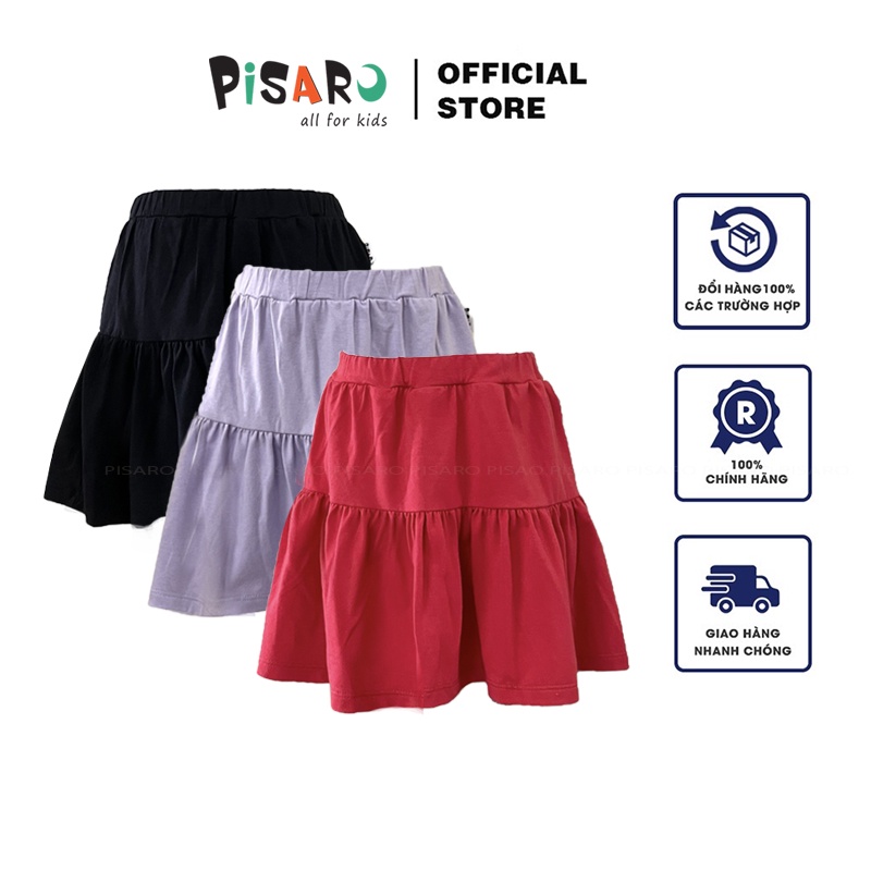 Chân váy cotton bé gái PISARO có quần đùi bên trong cho bé từ 1- 9 tuổi