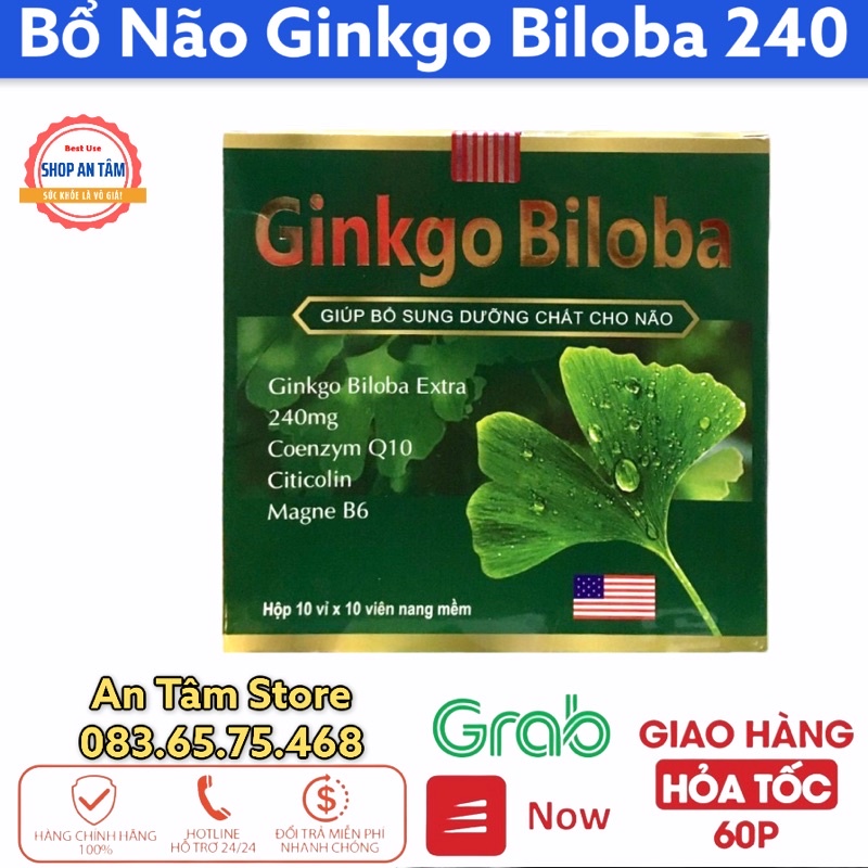 Viên uống Ginkgo Biloba TĂNG CƯƠNG TUẦN HOÀN NÃO, lưu thông mạch máu não