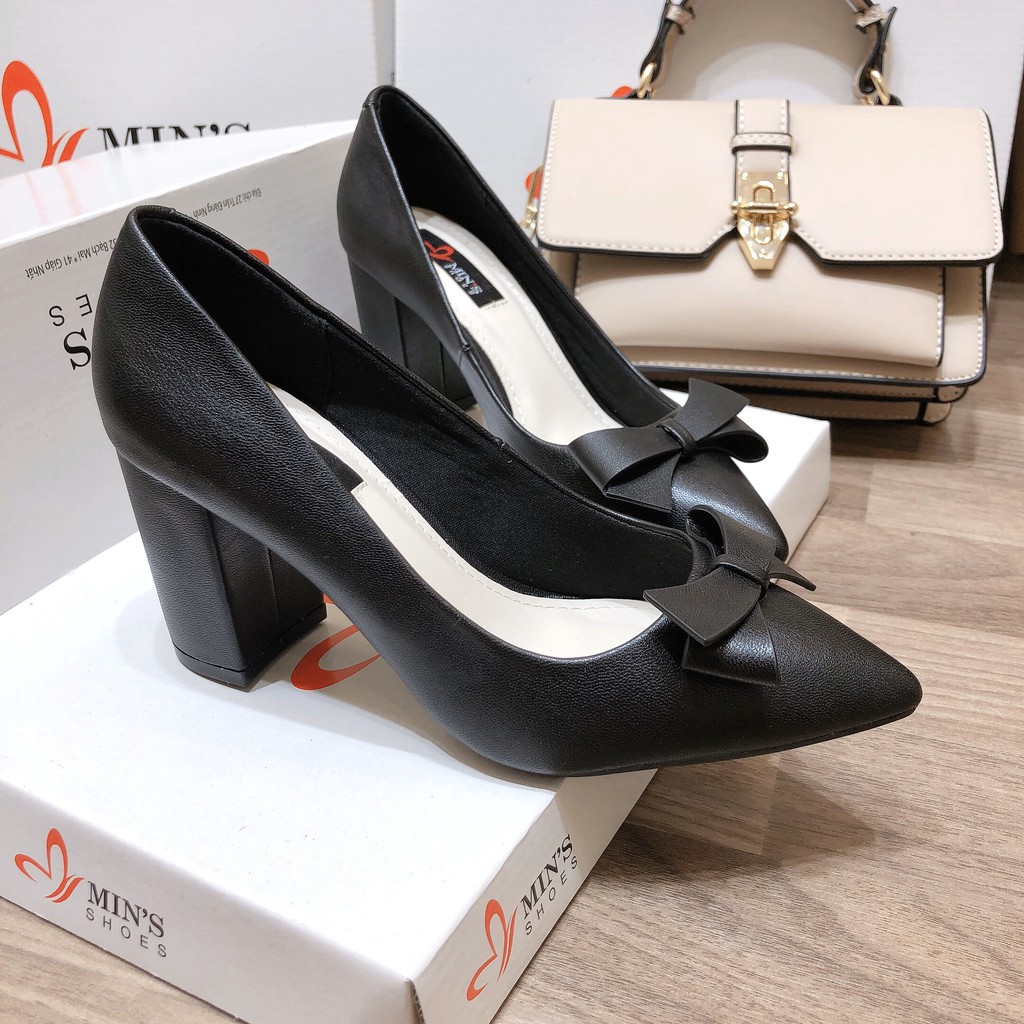 Min's Shoes - Giày Da Cao Gót VN82 Đen