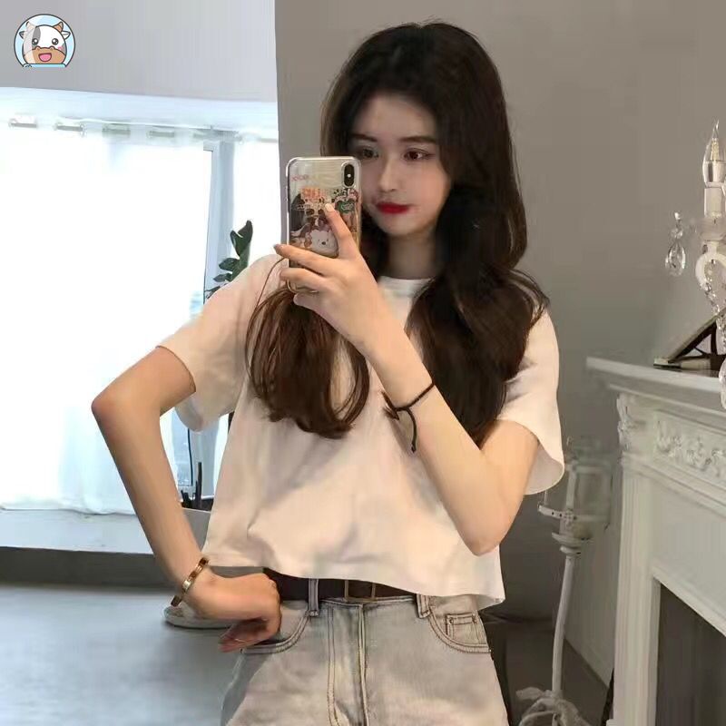 Áo Thun Dáng Ngắn In Chữ Phong Cách Retro 2022 Thời Trang Cho Nữ