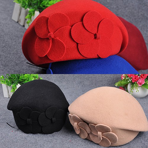 Mũ beanie trùm đầu thời trang cho nữ có kết hoa kiểu tiếp viên hàng không