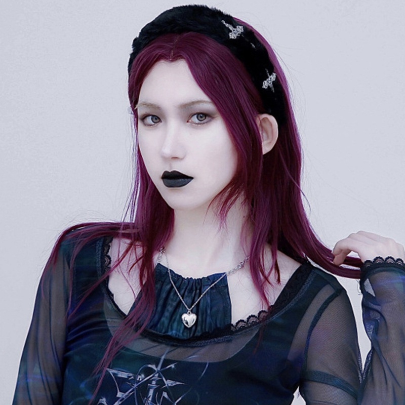 Băng Đô Cài Tóc Bằng Da Phối Lông Phong Cách Gothic Thời Trang Cho Nữ