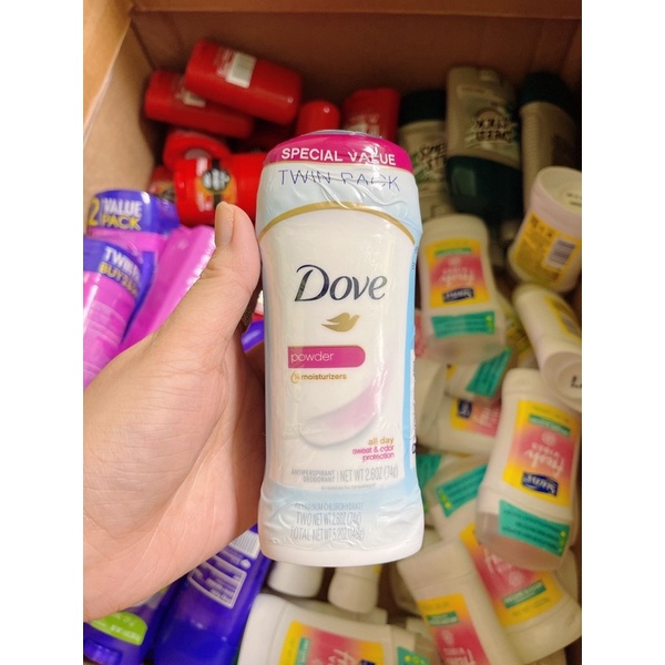 Lăn khử mùi nữ, lăn vùng cánh tay , sáp lăn Dove 24h Powder 74g date mới 2024, Hàng Mỹ có bill us