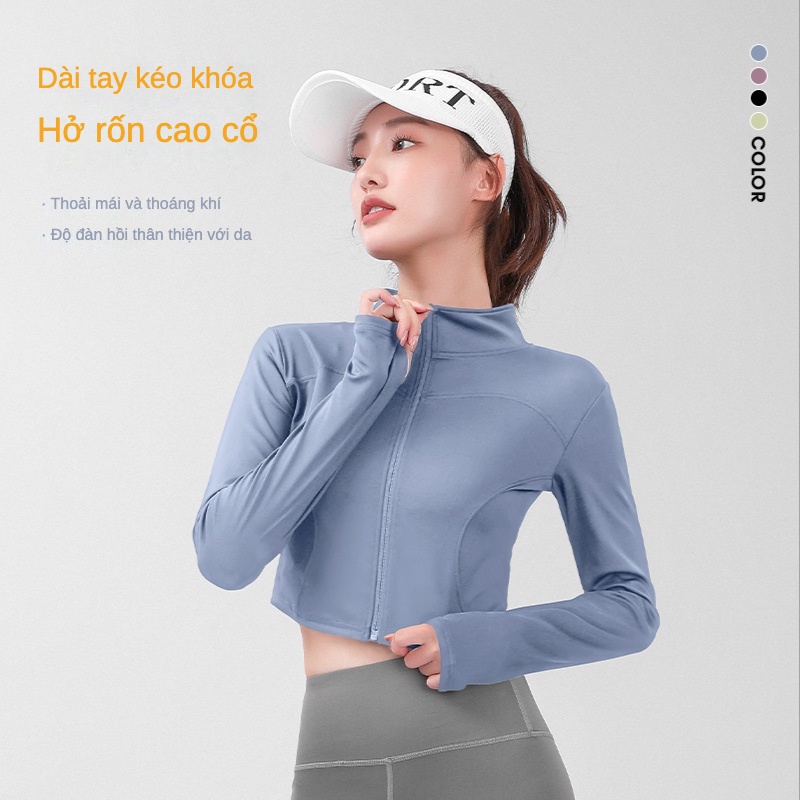 Áo Khoác Cổ Đứng Có Khóa Kéo Hở Rốn Dáng Ôm Thời Trang Mùa Thu Mới
