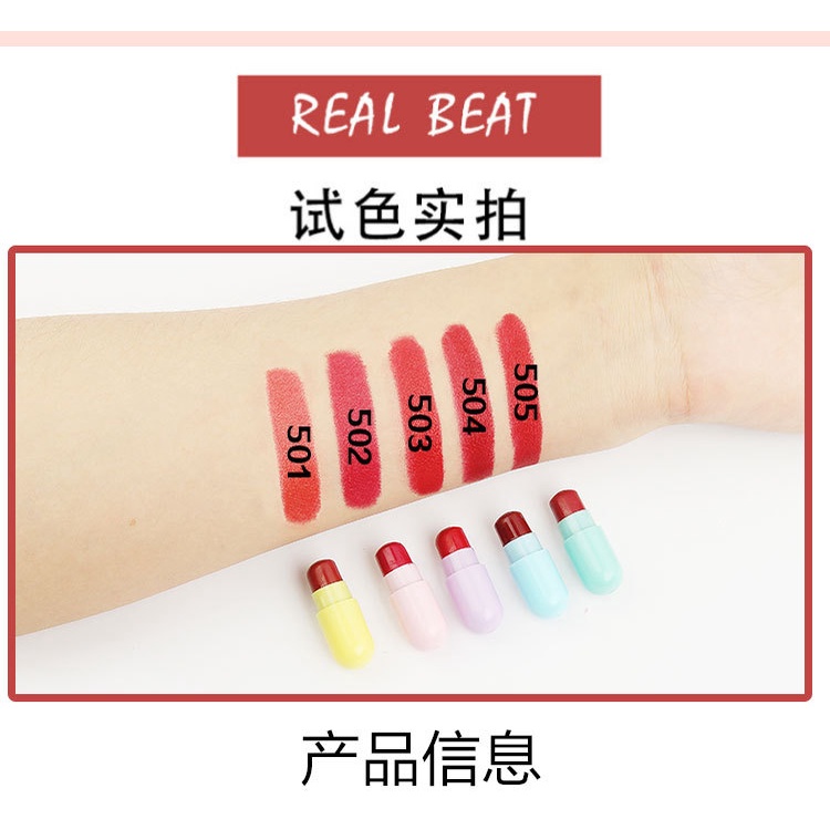 Son Môi Mini Dưỡng Ẩm Chống Thấm Nước Không Dễ Phai Màu Thiết Kế Hình Viên Con Nhộng Độc Đáo