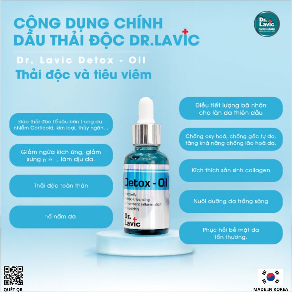 Dầu thải độc tố cho da dầu mụn và nhảy cảm. Cải thiện sưng, kích ứng da, tái tạo da - Dr.Lavic detox-oil - 30ml