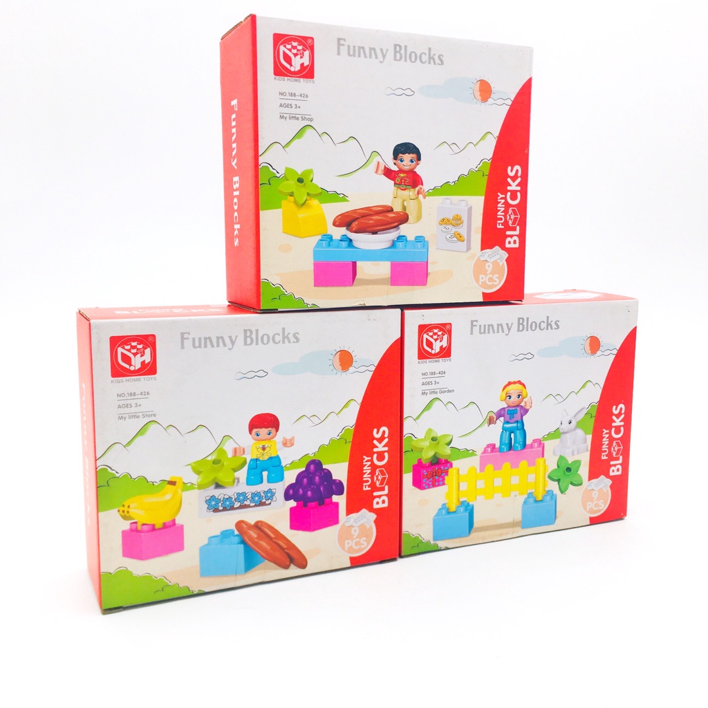 Bộ lắp ráp  cho bé - Funny Blocks miếng lớn - size Duplo