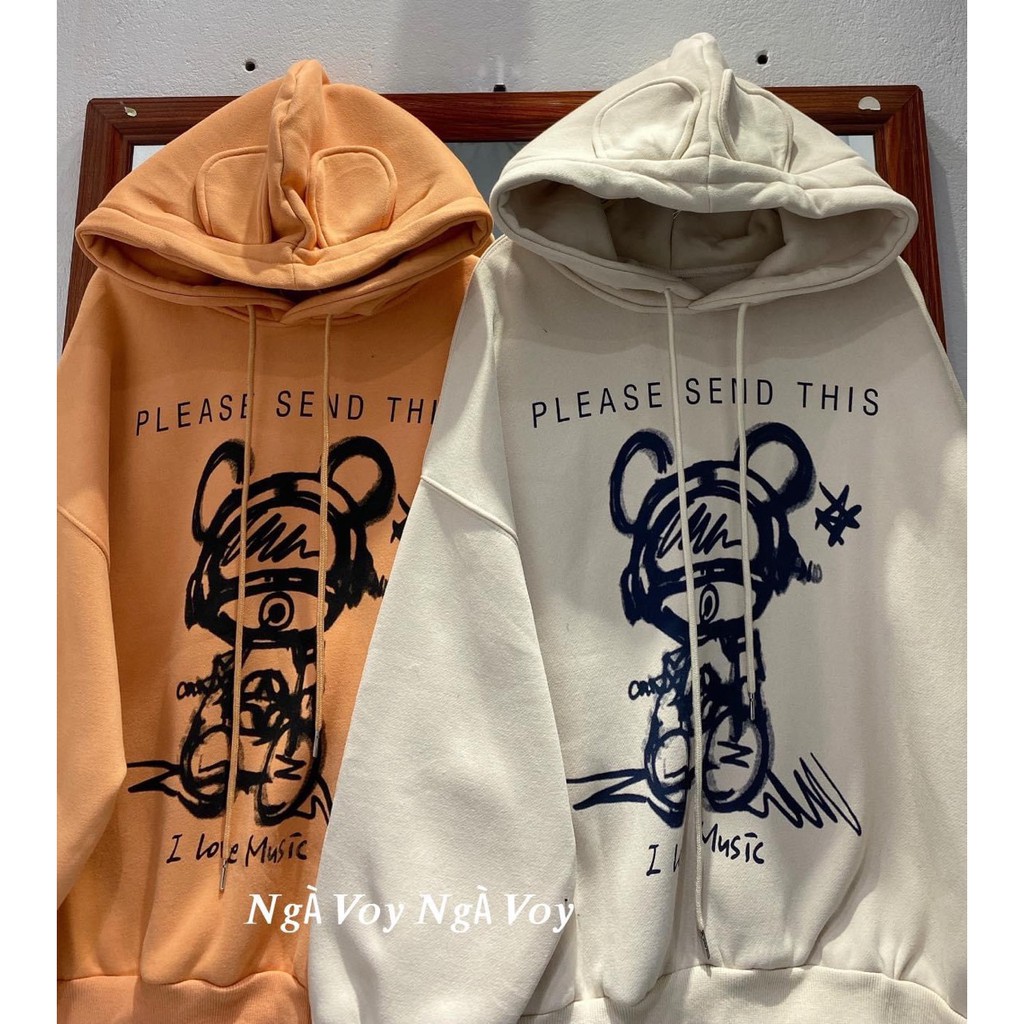 Áo hoodie unisex form rộng Gấu Please send this_Áo nỉ mũ nam nữ basic,hottrend | BigBuy360 - bigbuy360.vn
