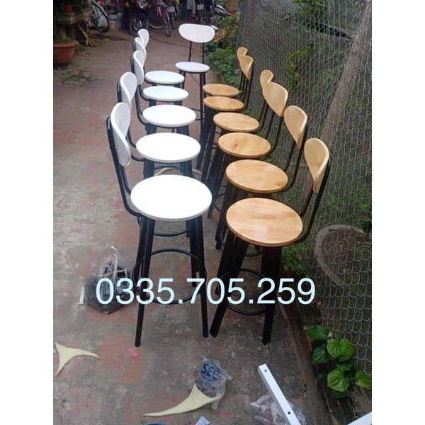 Ghế Quầy Bar Cao Quầy Thu Ngân Cao Gỗ Cao Su Chân Sắt Cao Cấp Dành Cho Quán Cafe Trà Sữa-TBL