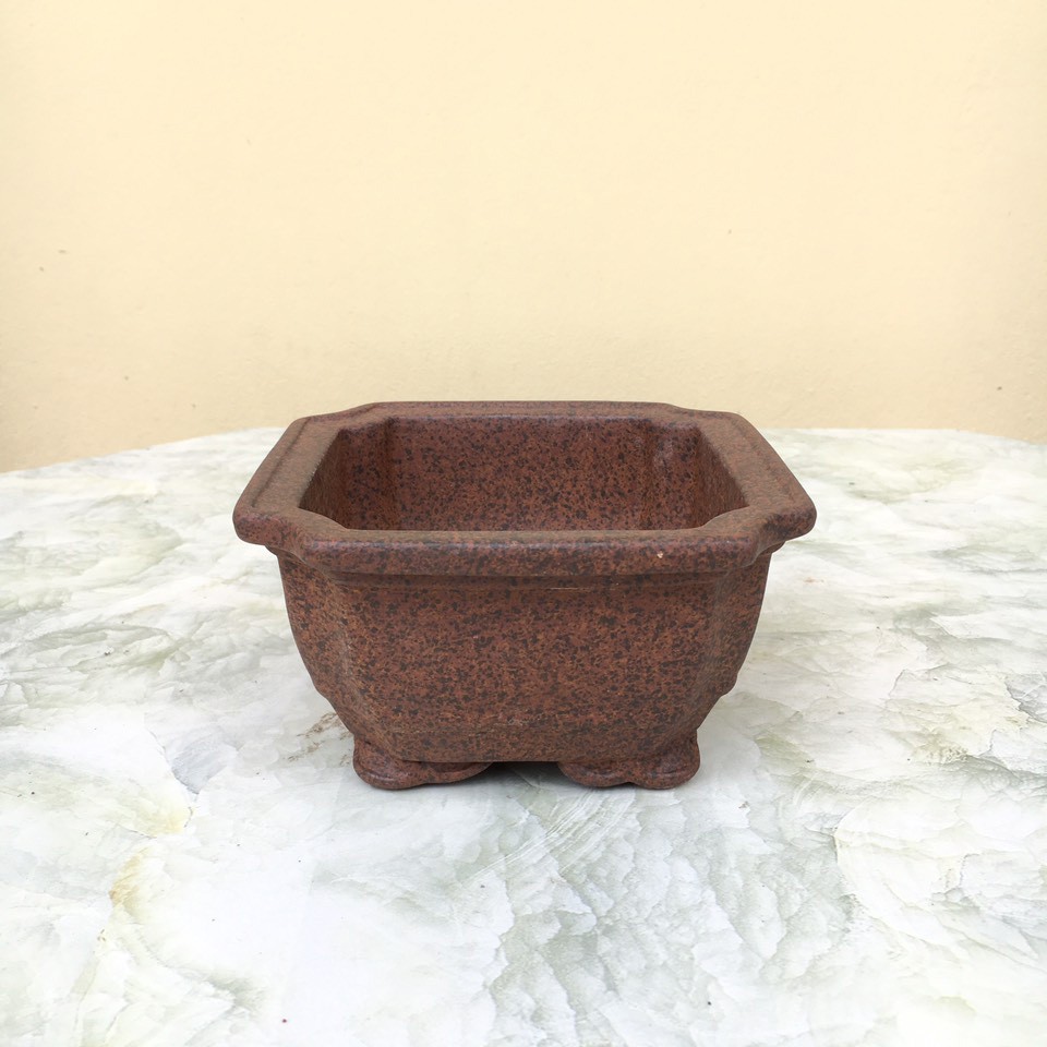 Chậu bonsai Vuông giả tàu mini gốm Bát tràng 1 size BM-88