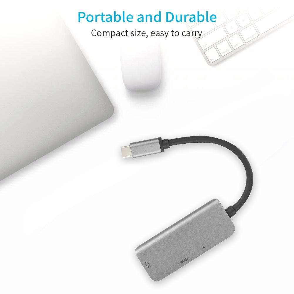 Bộ chia cổng USB type C 3 trong 1 bằng hợp kim nhôm 4K HDMI 3.0 DP | BigBuy360 - bigbuy360.vn